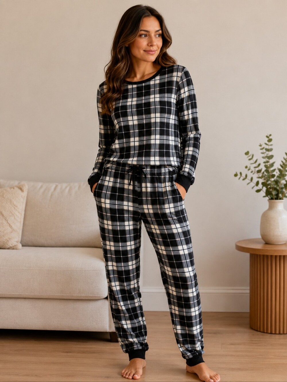 💥💙 SUPER SOFT Black and White Plaid  Pajama Set